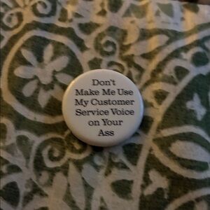 White Button with Humorous Text